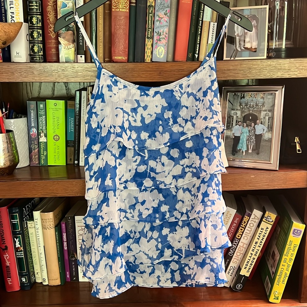 NY&C blue and white spaghetti strap top